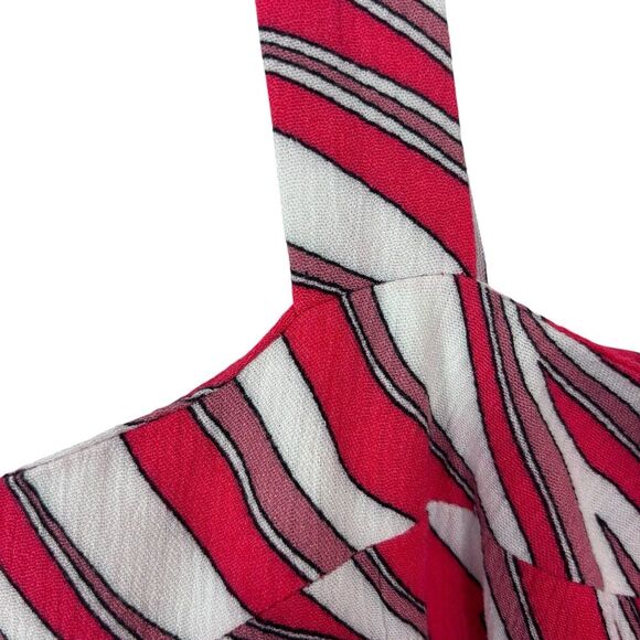 Michael Kors Zebra Square Neck Sleeveless Red Tier Midi Dress XS NWT $175 - Picture 7 of 14